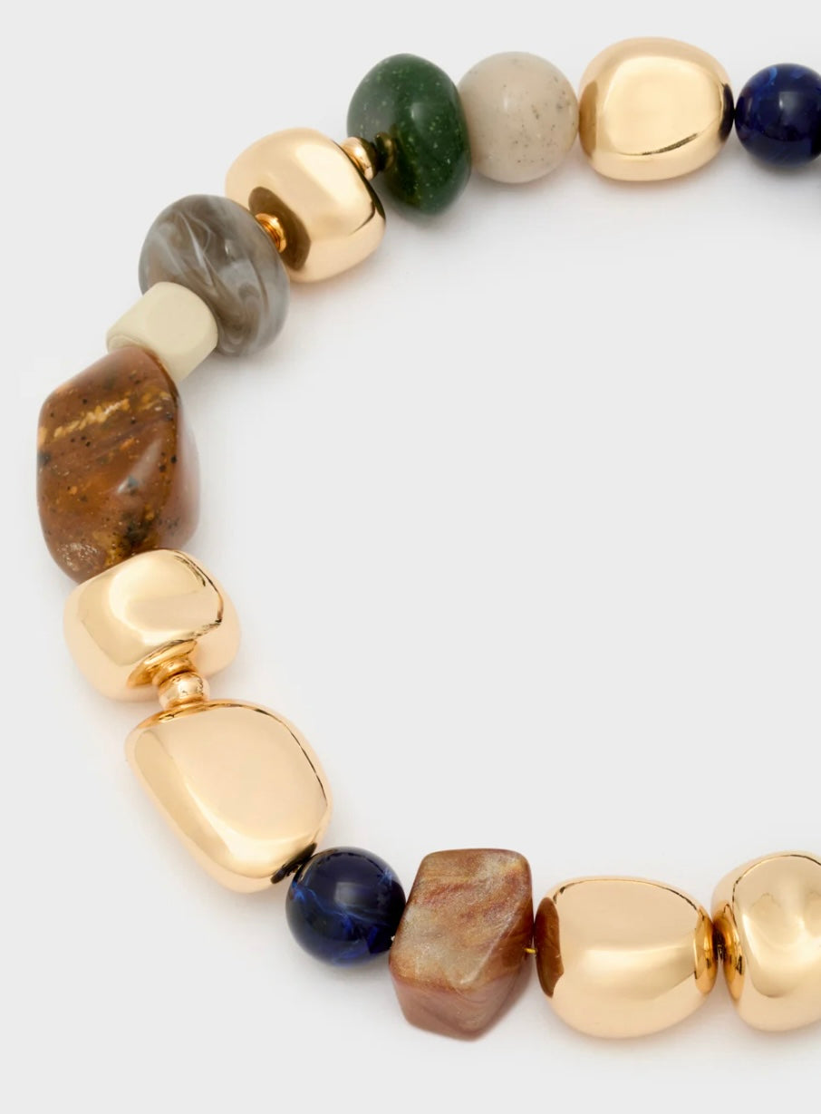 COLLANA PEPITE RESINA ORO/BLU