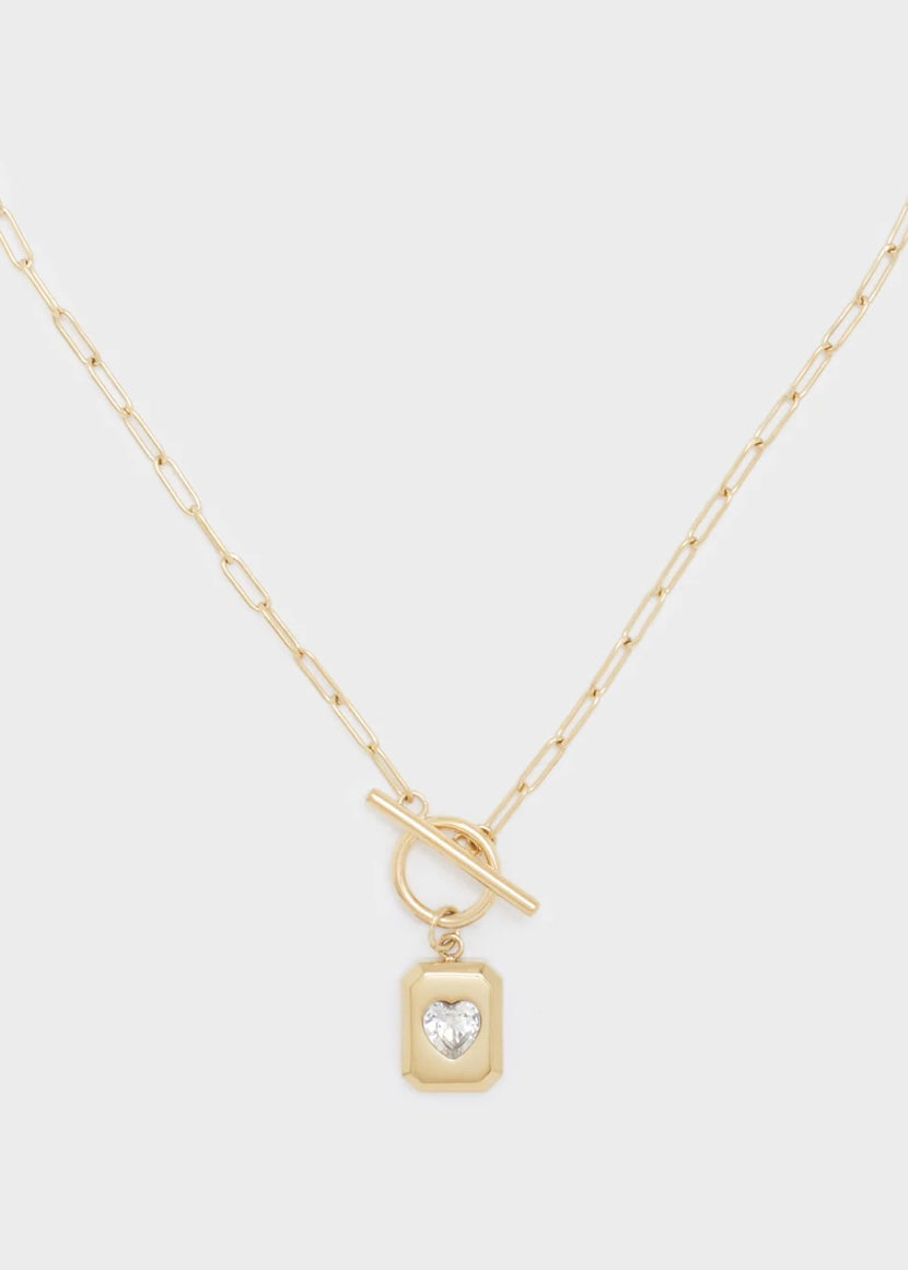 COLLANA CIONDOLO + PIETRA CUORE ACC.INOS. ORO