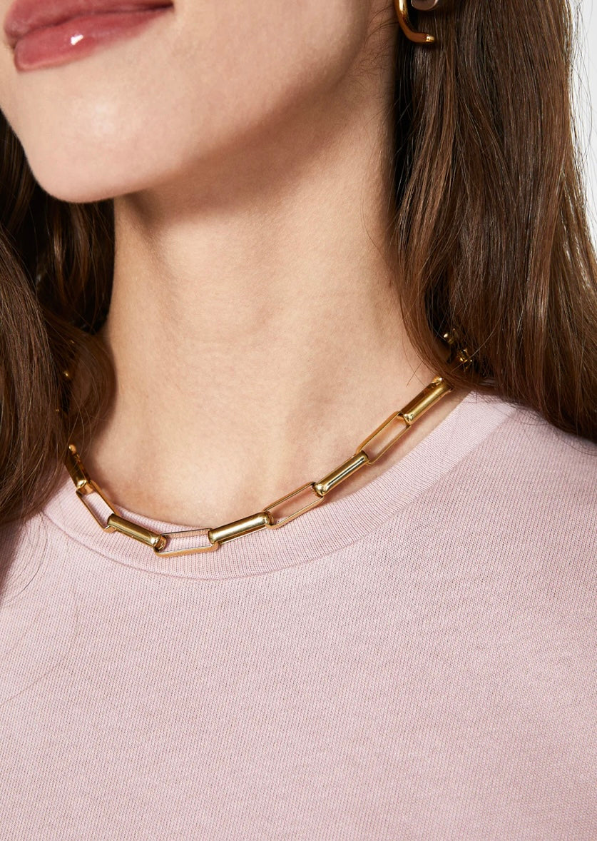 COLLANA RETTANGOLARE ACC.INOS. ORO
