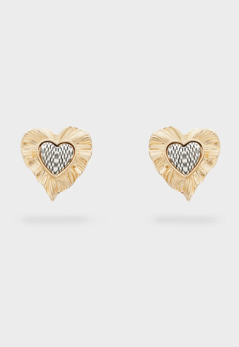 ORECCHINIA LOBO CUORE ONDULATO ORO+ARGENTO