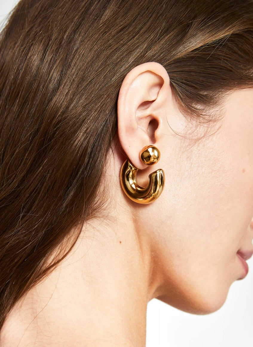 ORECCHINI CERCHIO + SFERA ACC.INO. ORO
