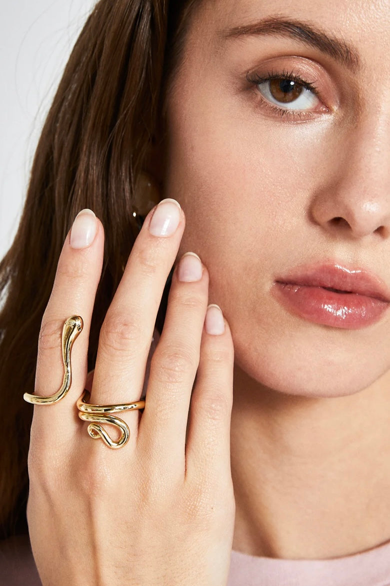 ANELLO 2 DITA SERPENTE PLAC. ORO