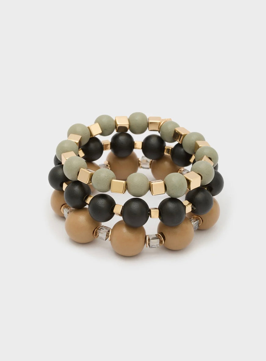 BRACCIALE OLGA ELASTICO PERLE IN LEGNO