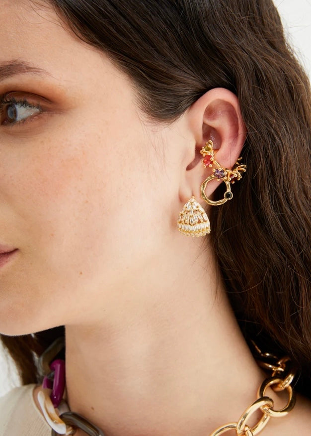 ORECCHINI BIA BOMBATI CON PIETRE PLAC. ORO 14KT