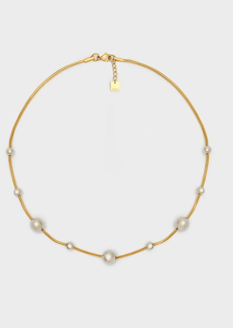 COLLANA CORTA SFERE ACC.INO. ORO\ARGENTO
