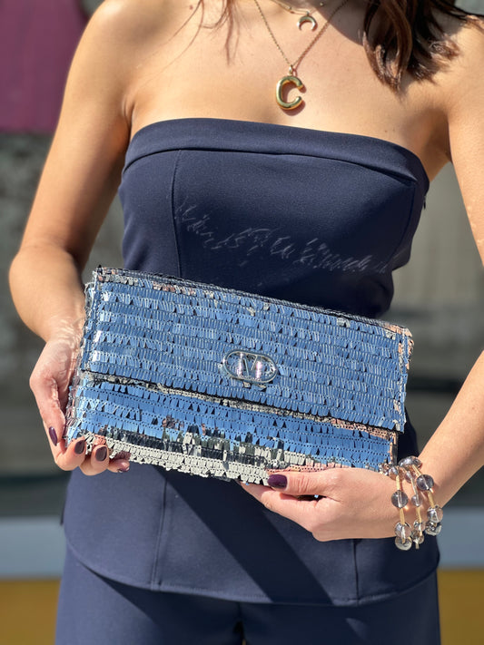 MARC ELLIS PAILLETTES SMALL BAG ARGENTO