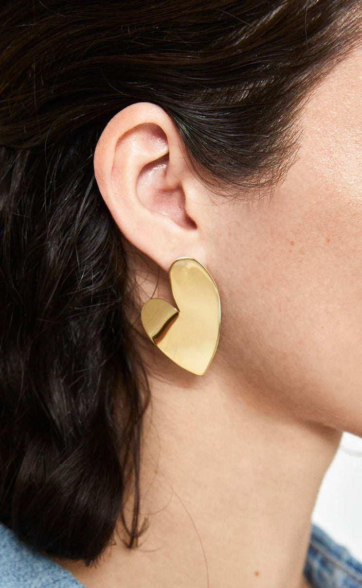 ORECCHINI CUORE THIN OVER ACC. INOS. ORO