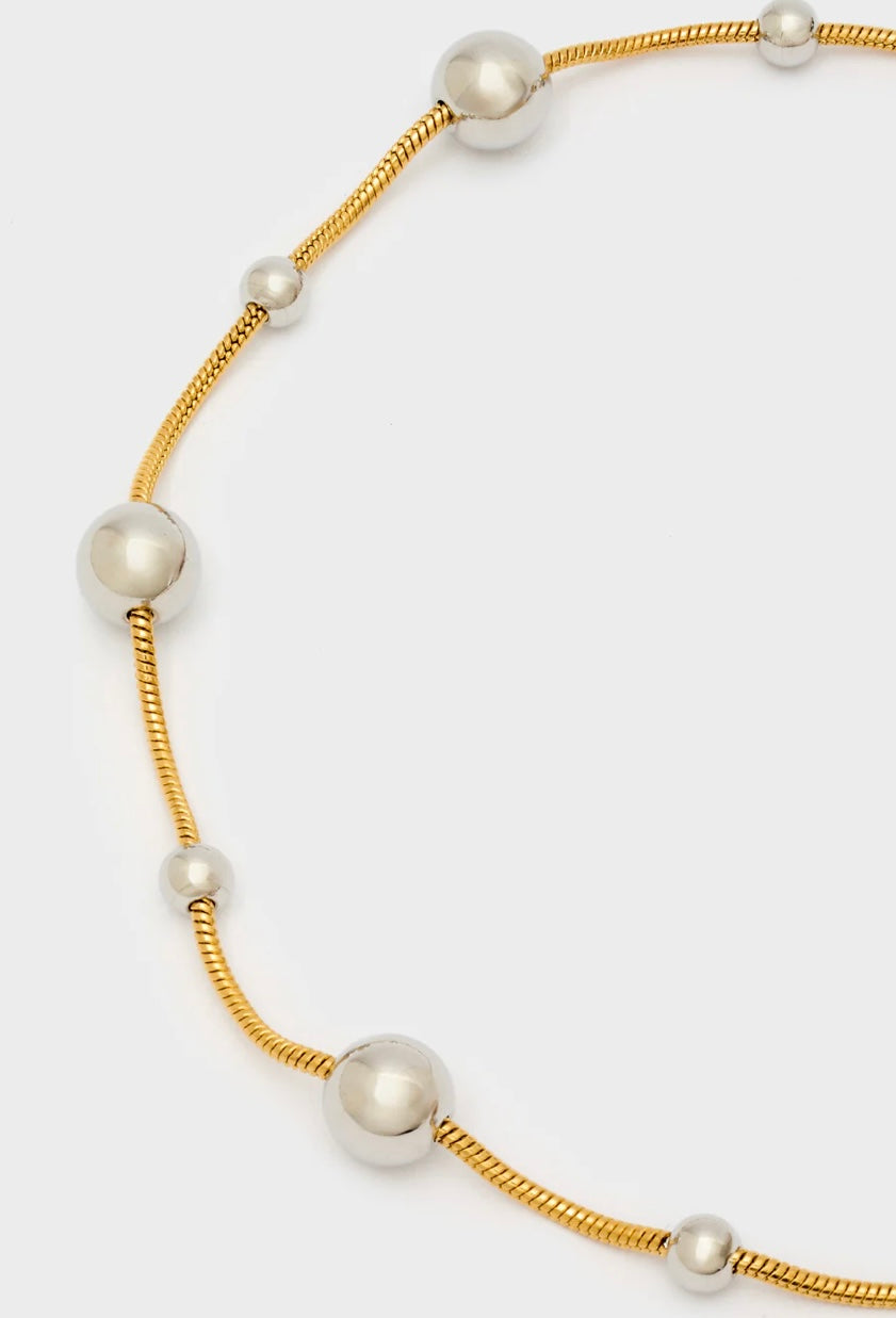COLLANA CORTA SFERE ACC.INO. ORO\ARGENTO