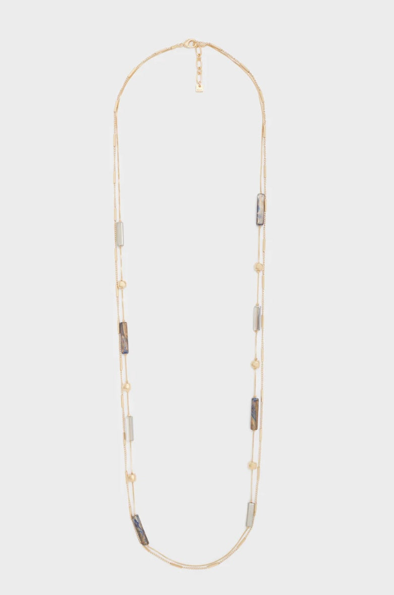 COLLANA MARIA LUNGA ORO + RESINA GRIGIO