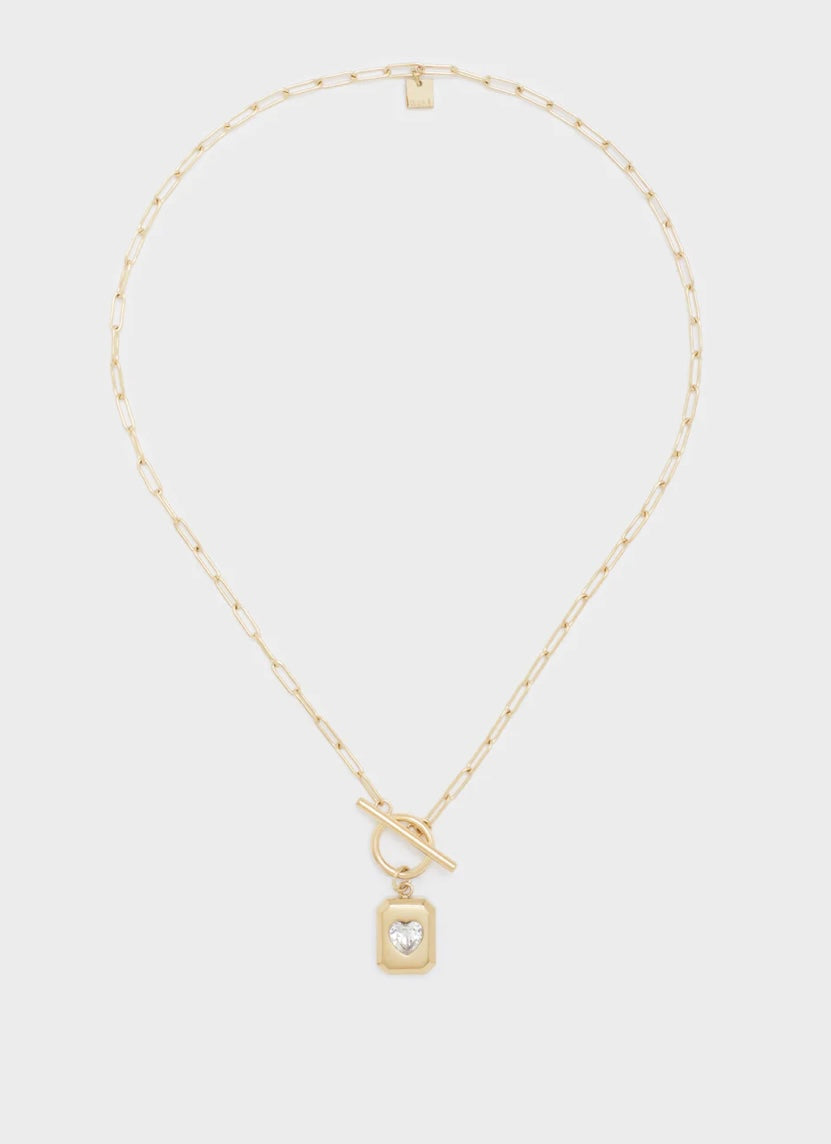 COLLANA CIONDOLO + PIETRA CUORE ACC.INOS. ORO