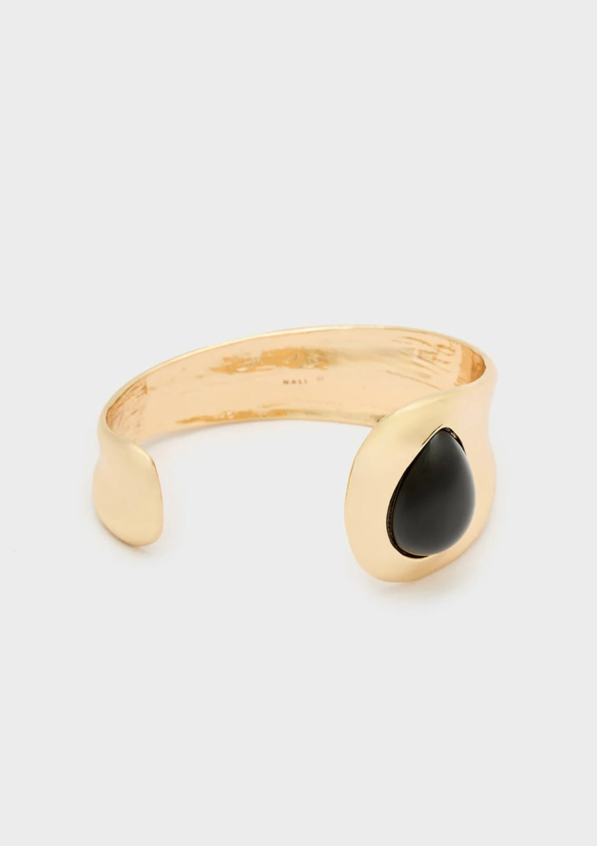 BRACCIALE RIGIDO PIETRA RESINA ORO\NERO
