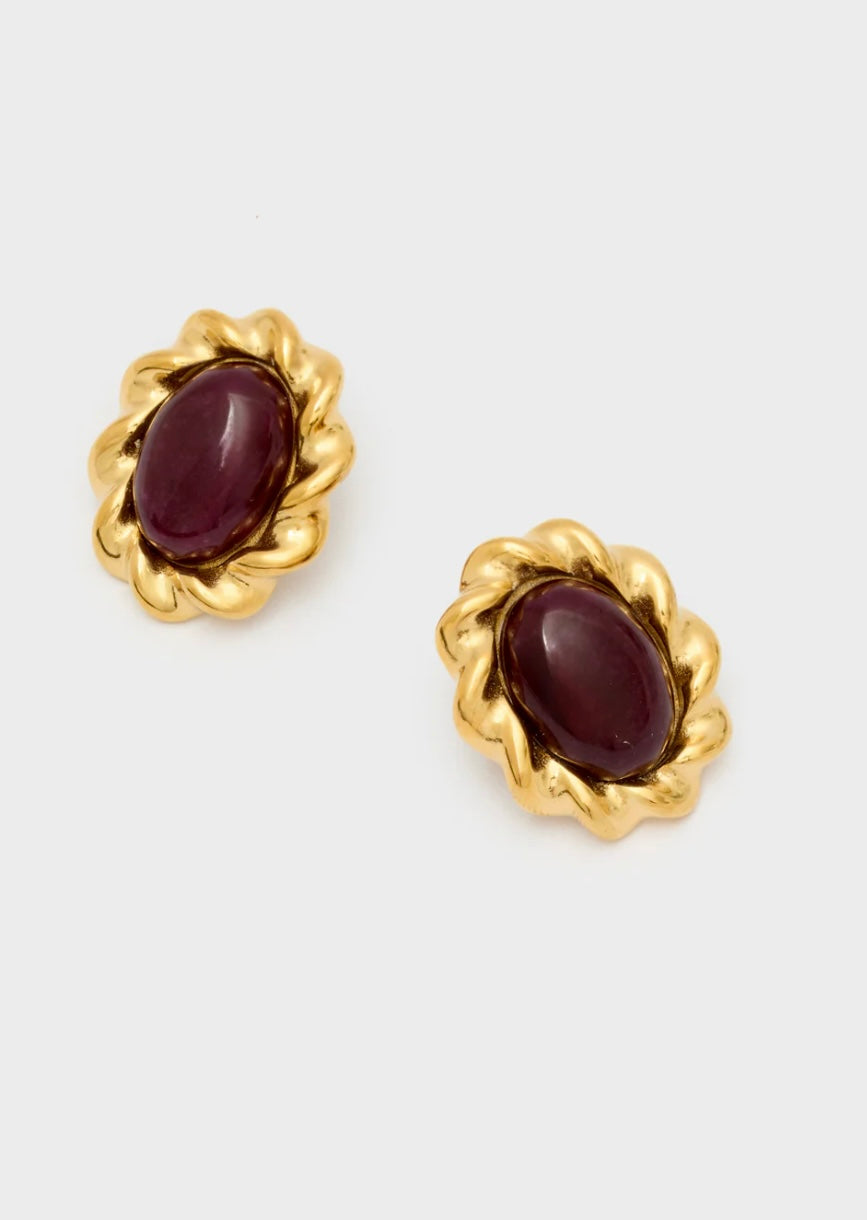 ORECCHINI FRAME ACC.INO. ORO\PIETRA VIOLA