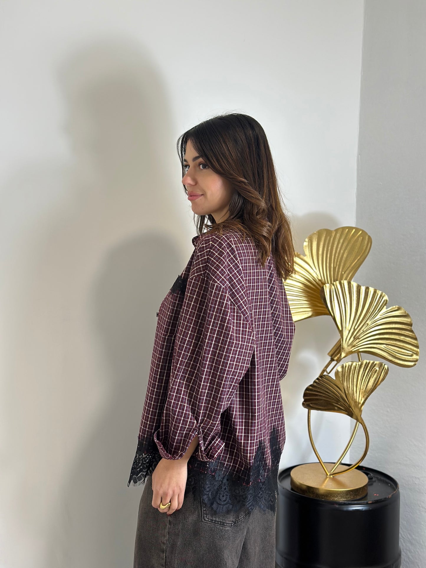 Camicia a fantasia con pizzo