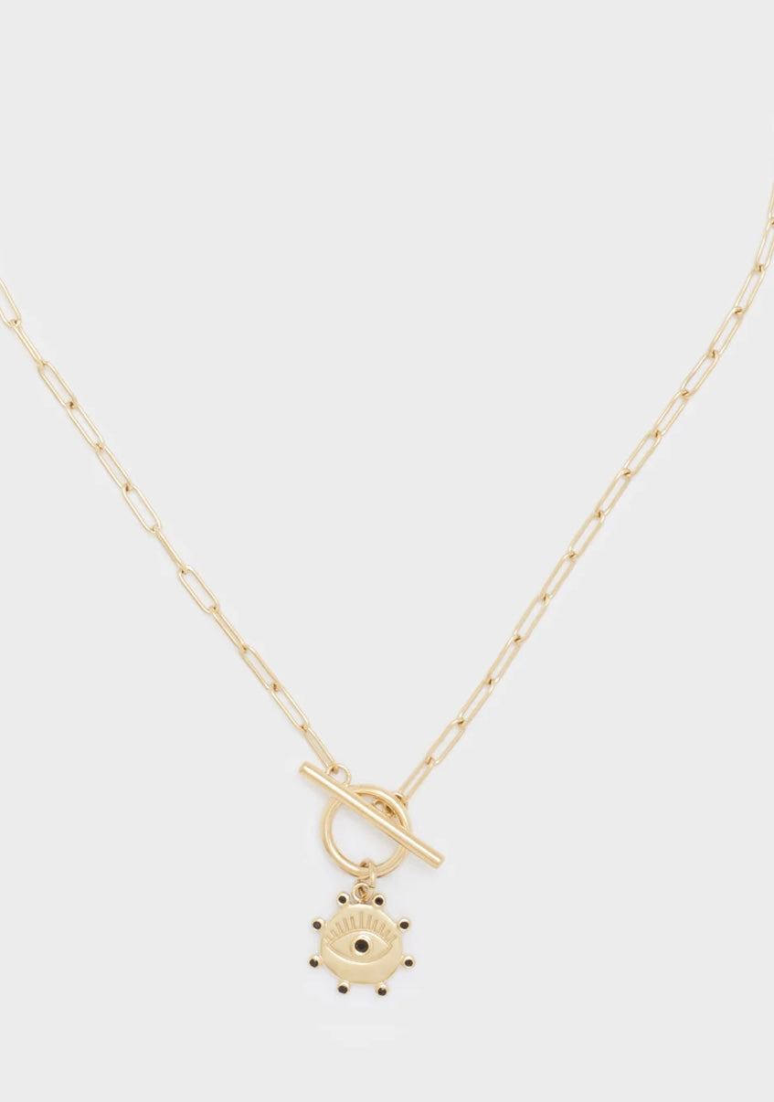 COLLANA CON OCCHIO ACC. INOS. NERO/ORO