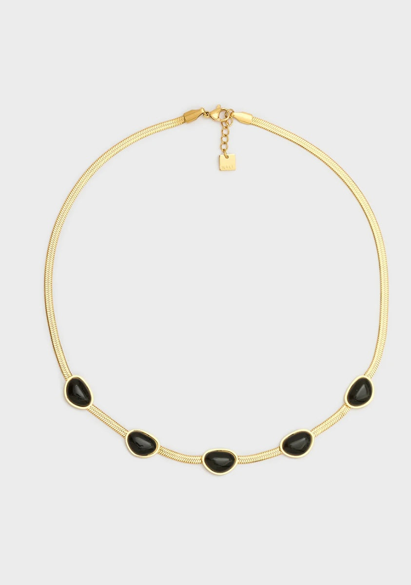 COLLANA GIROCOLLO ACC.INO. ORO PIETRE NERO