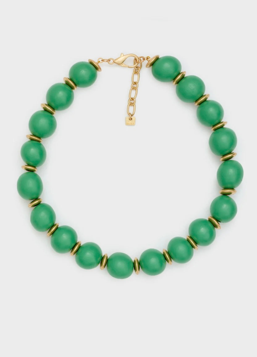 COLLANA MARY GIROCOLLO PERLE LEGNO VERDE