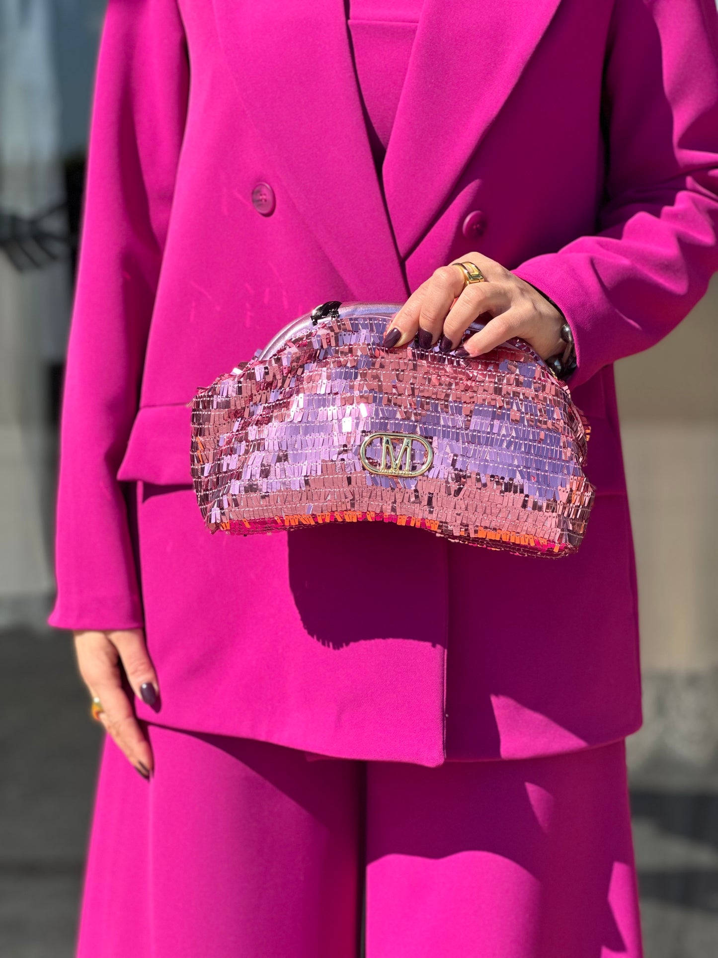 MARC ELLIS PAILLETTES CLUTH ROSA