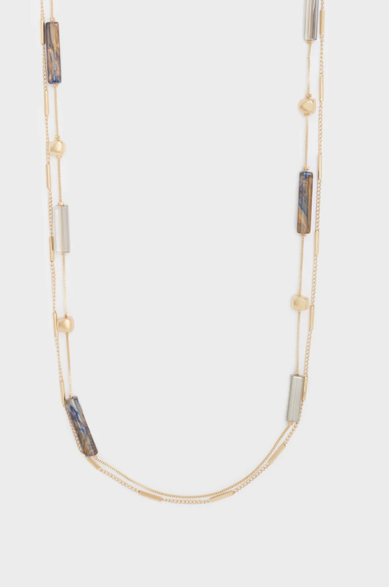 COLLANA MARIA LUNGA ORO + RESINA GRIGIO