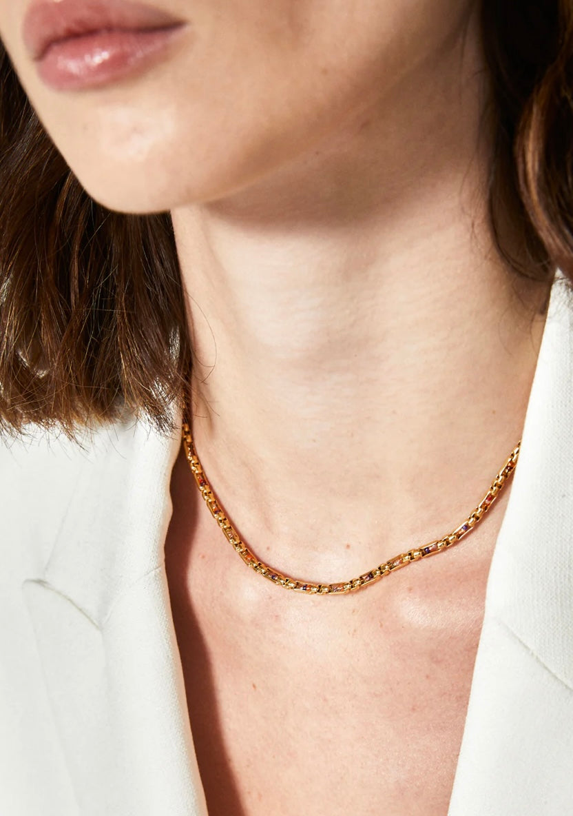 COLLANA GIROCOLLO CON PIETRE ACC.INOS. ORO