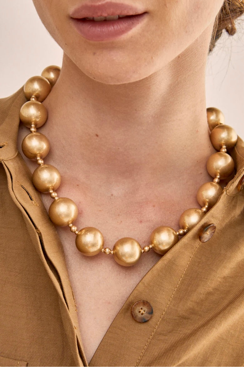 COLLANA GIROCOLLO SFERE ORO ANTICATO
