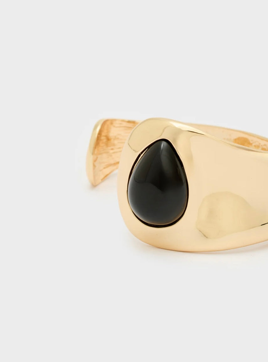 BRACCIALE RIGIDO PIETRA RESINA ORO\NERO