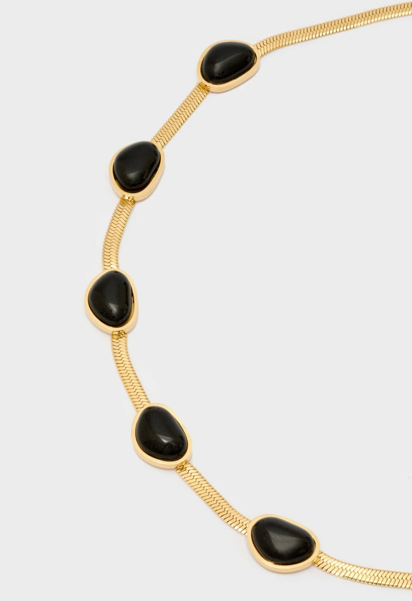 COLLANA GIROCOLLO ACC.INO. ORO PIETRE NERO
