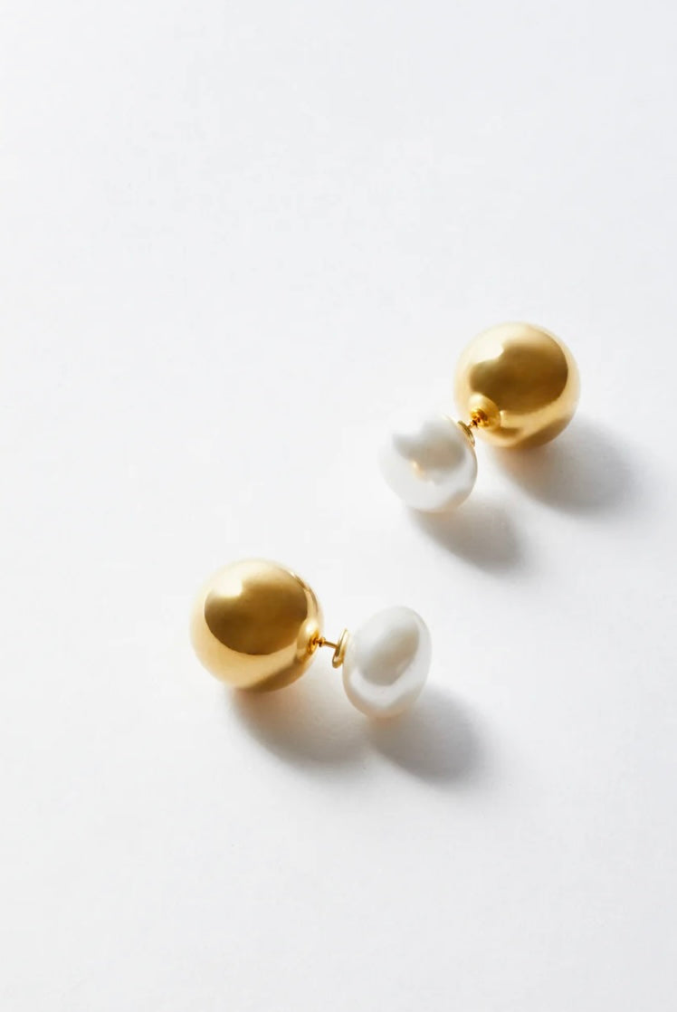 ORECCHINI LOBO ACC.INOS SFERA ORO + PERLA
