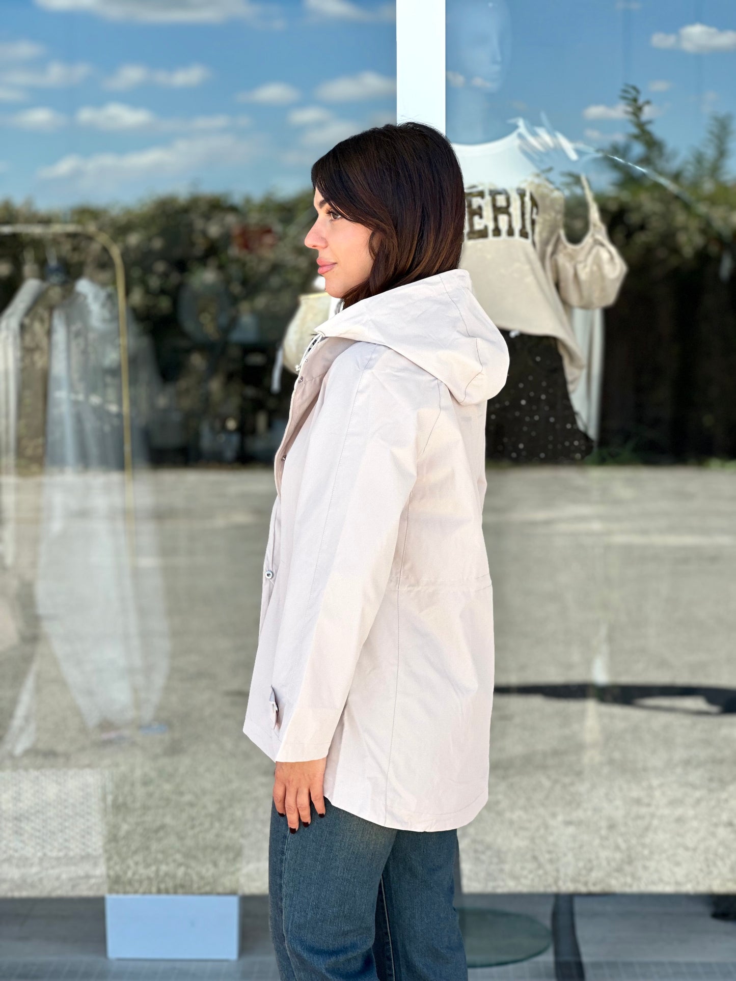 Giacca impermeabile beige