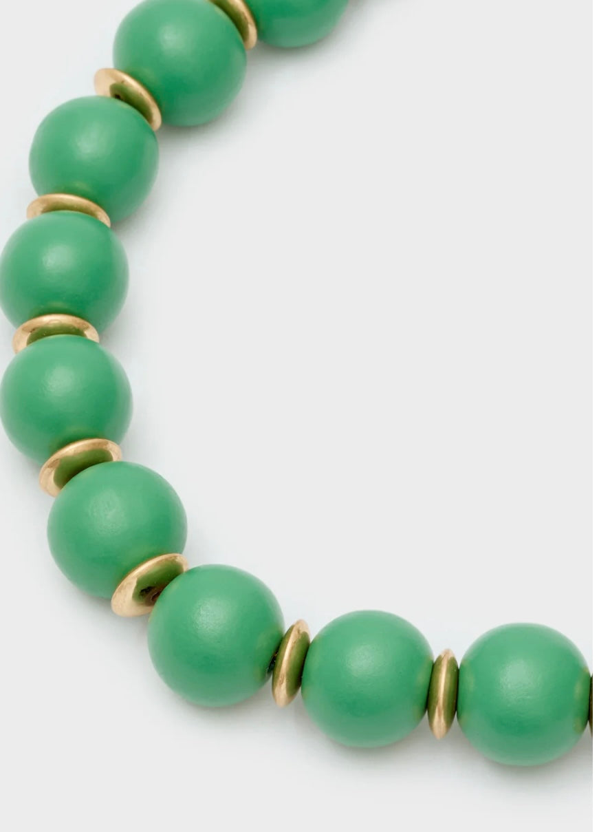 COLLANA MARY GIROCOLLO PERLE LEGNO VERDE