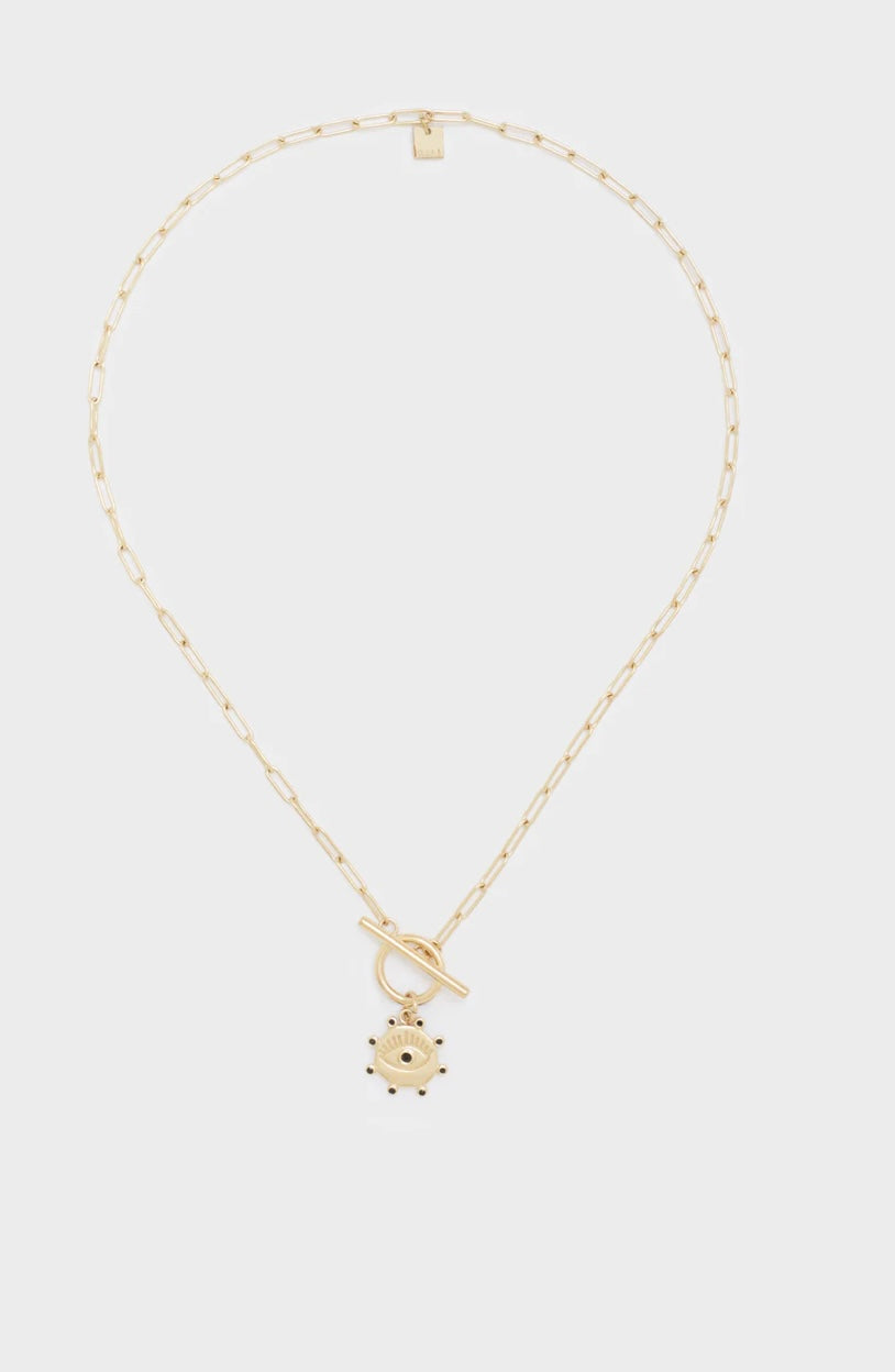COLLANA CON OCCHIO ACC. INOS. NERO/ORO