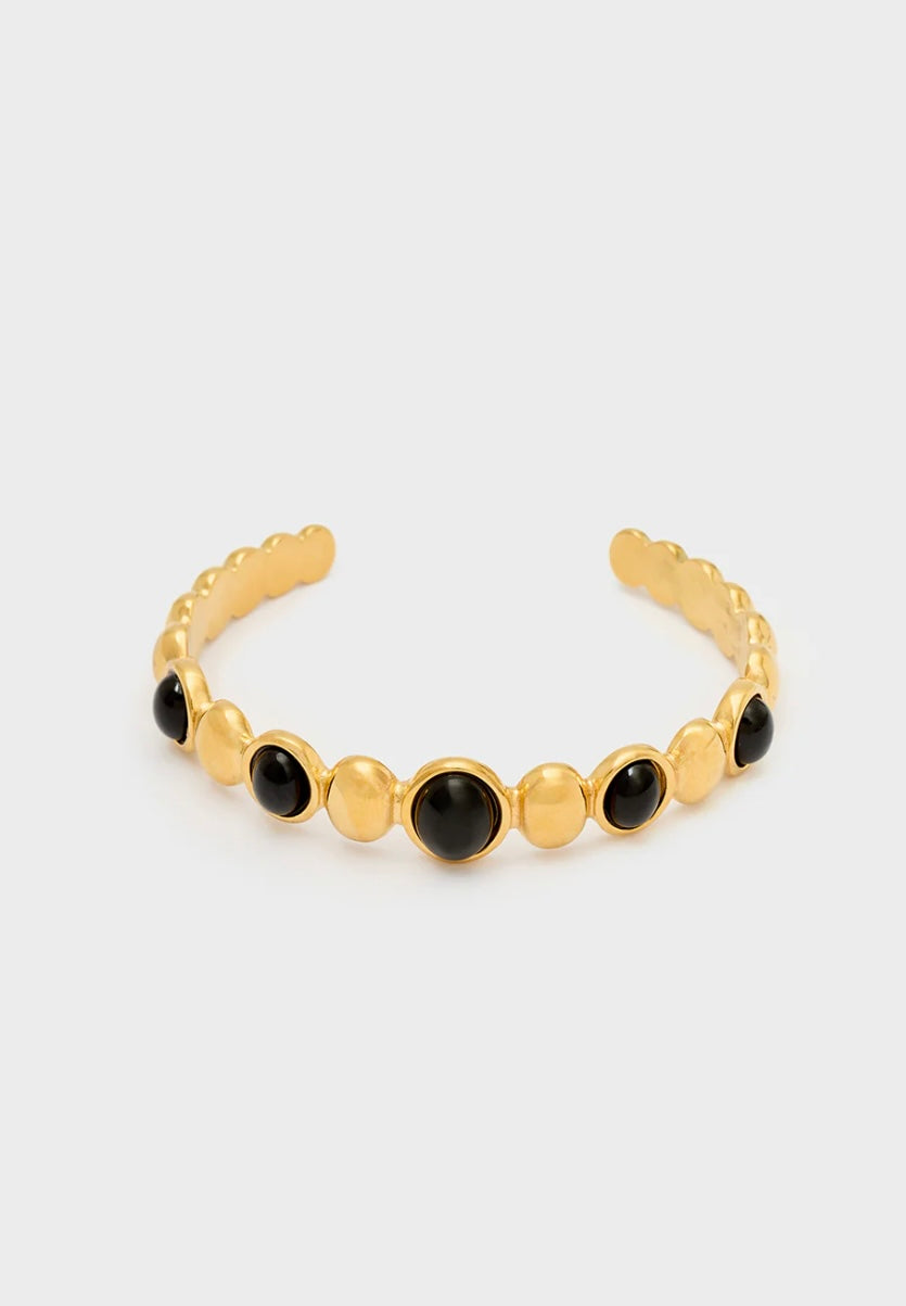 BRACCIALE RIGIDO CON PIETRE ORO\NERO