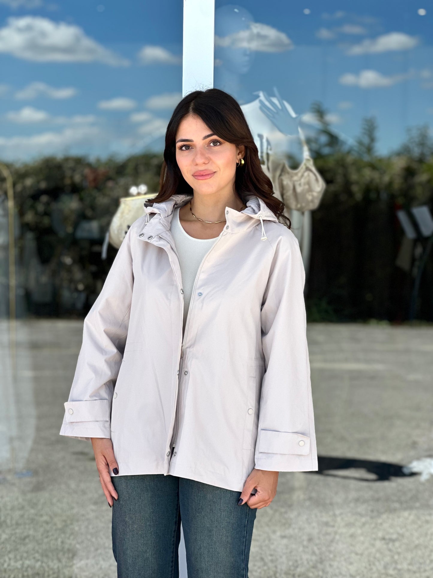 Giacca impermeabile beige