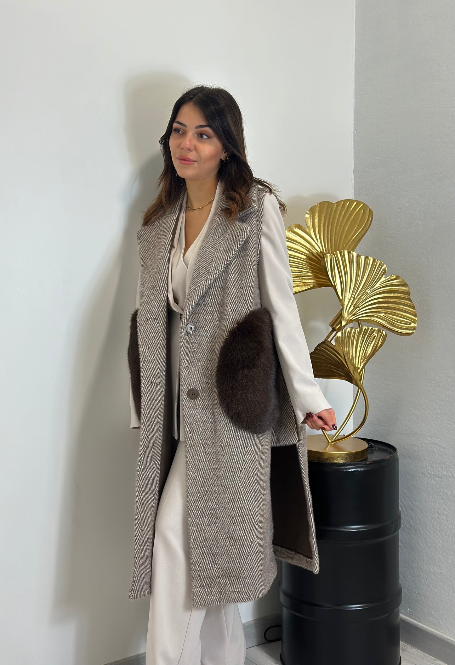 Gilet spigato double-face