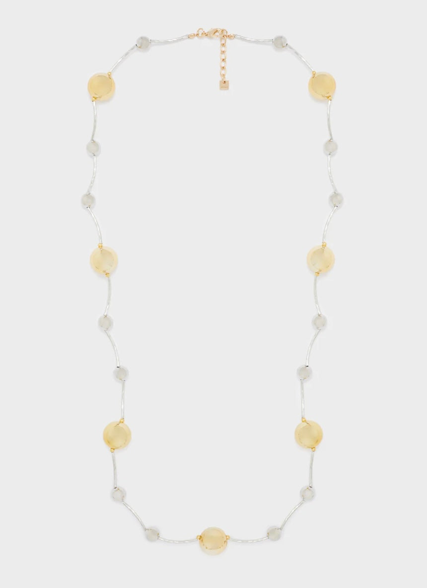 COLLANA LUNGA BASE ARGENTO E SFERE ORO