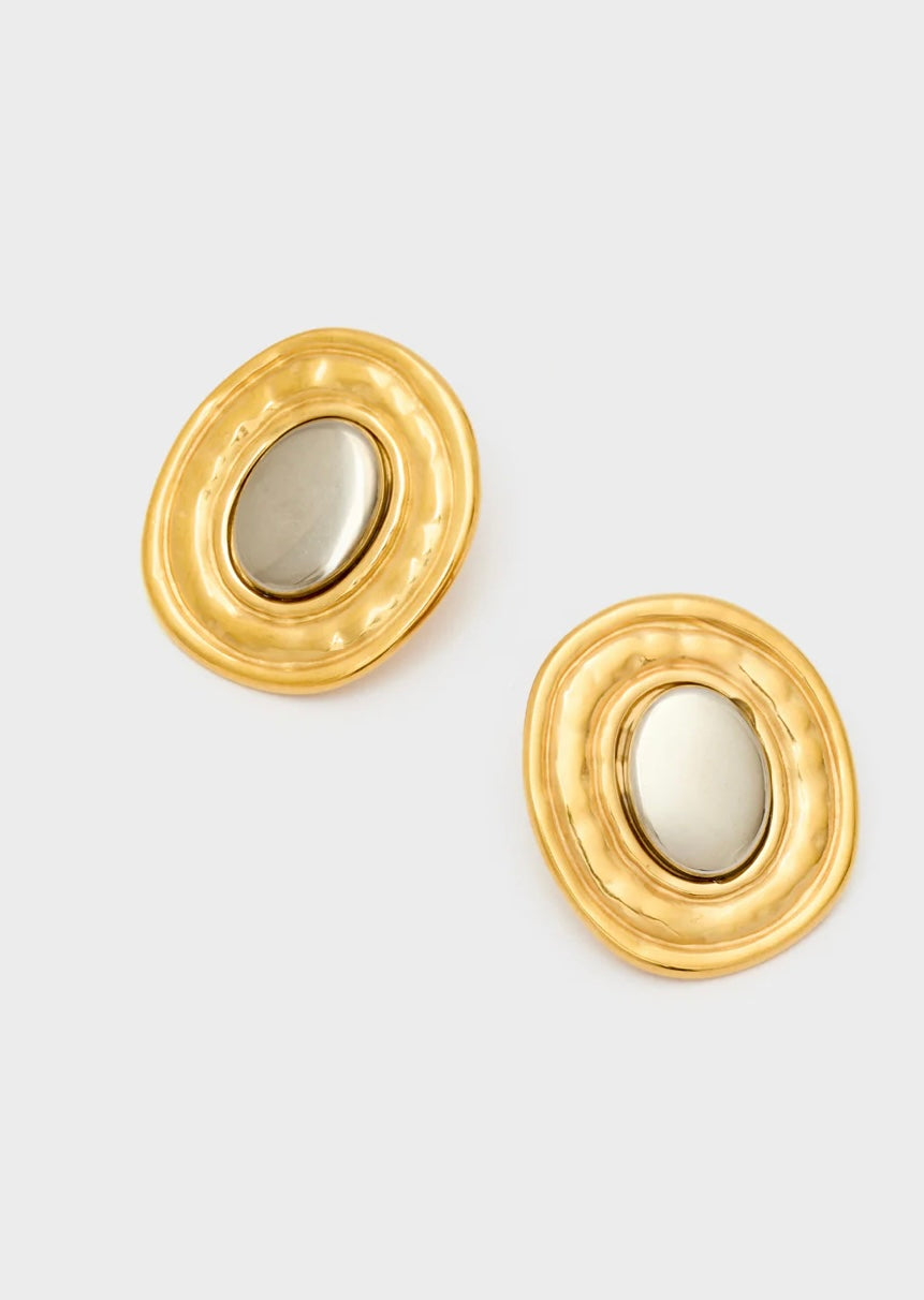 ORECCHINI TONDI ACC.INOS. ARGENTO/ORO
