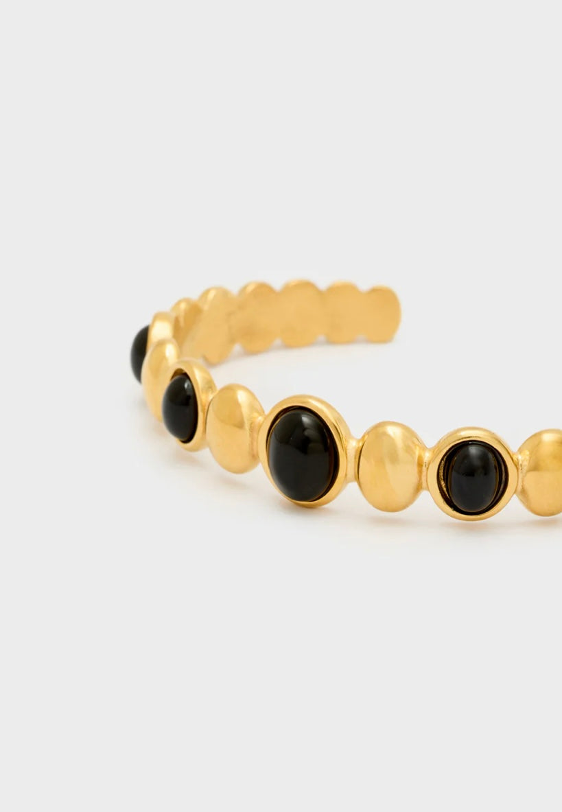BRACCIALE RIGIDO CON PIETRE ORO\NERO