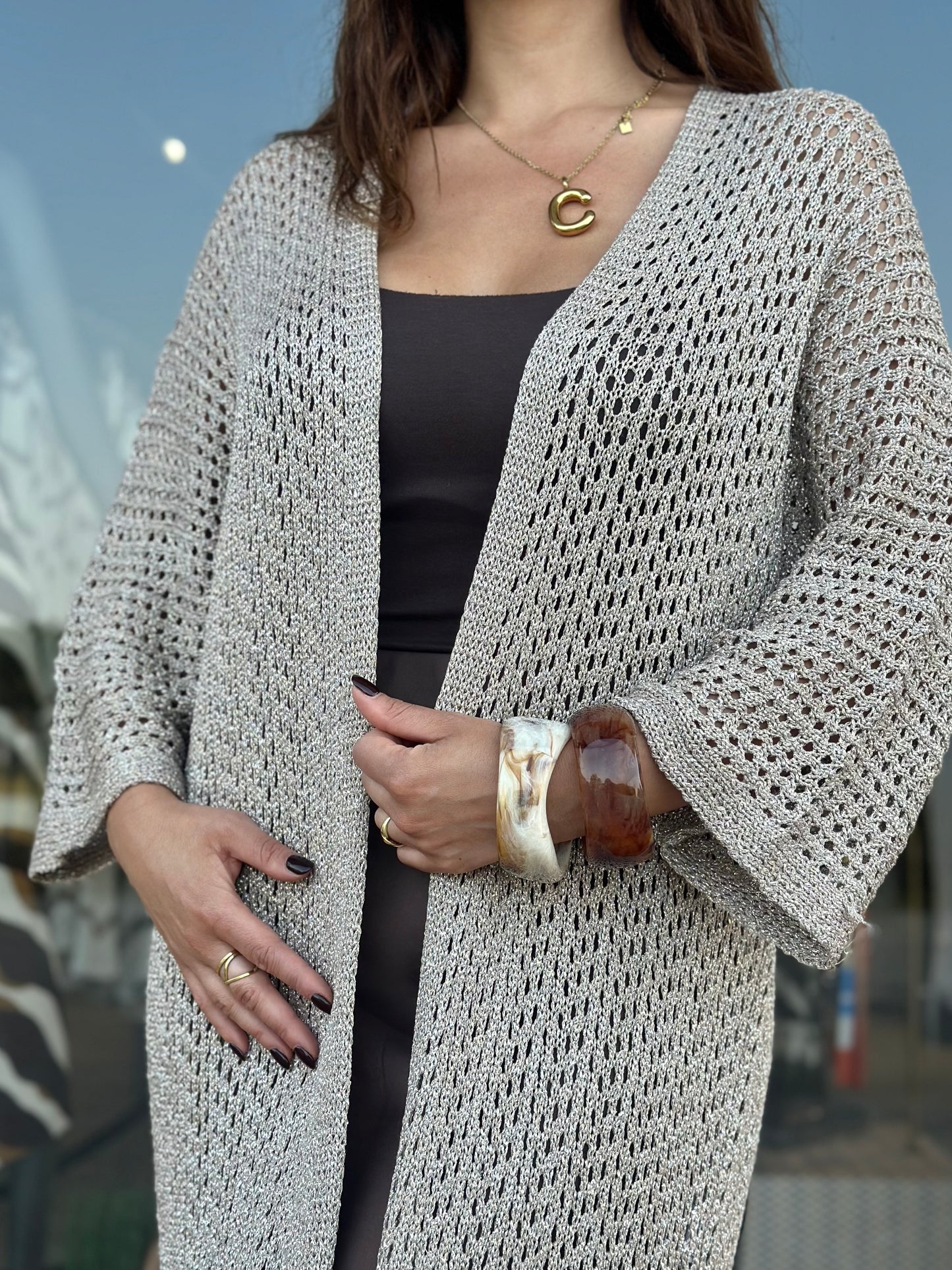 Cardigan in filo lamé