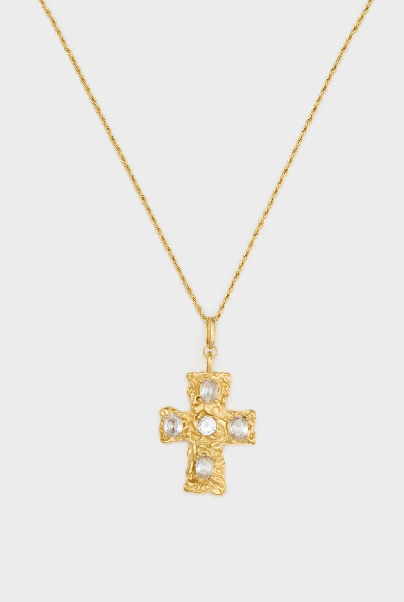 COLLANA CHARM CROCE PLACCATO ORO 14KT