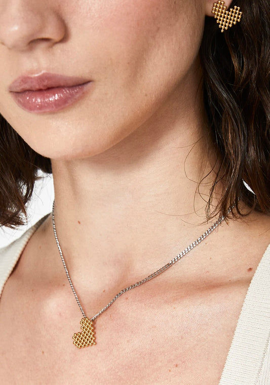 COLLANA CUORE PIXEL ACC.INOS. ORO