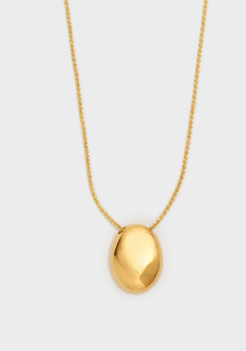 COLLANA PENDENTE OVALE BOMBATO ACC.INO. ORO