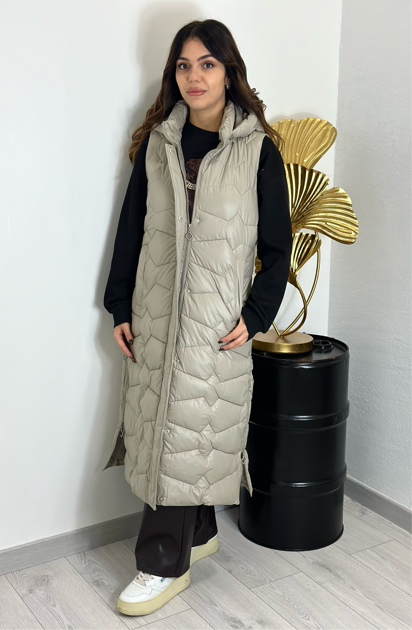 Gilet lungo trapuntato