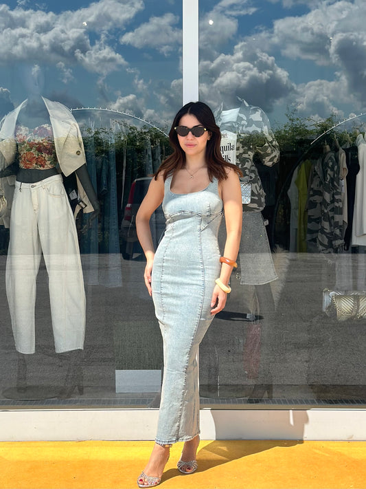 Abito midi in denim