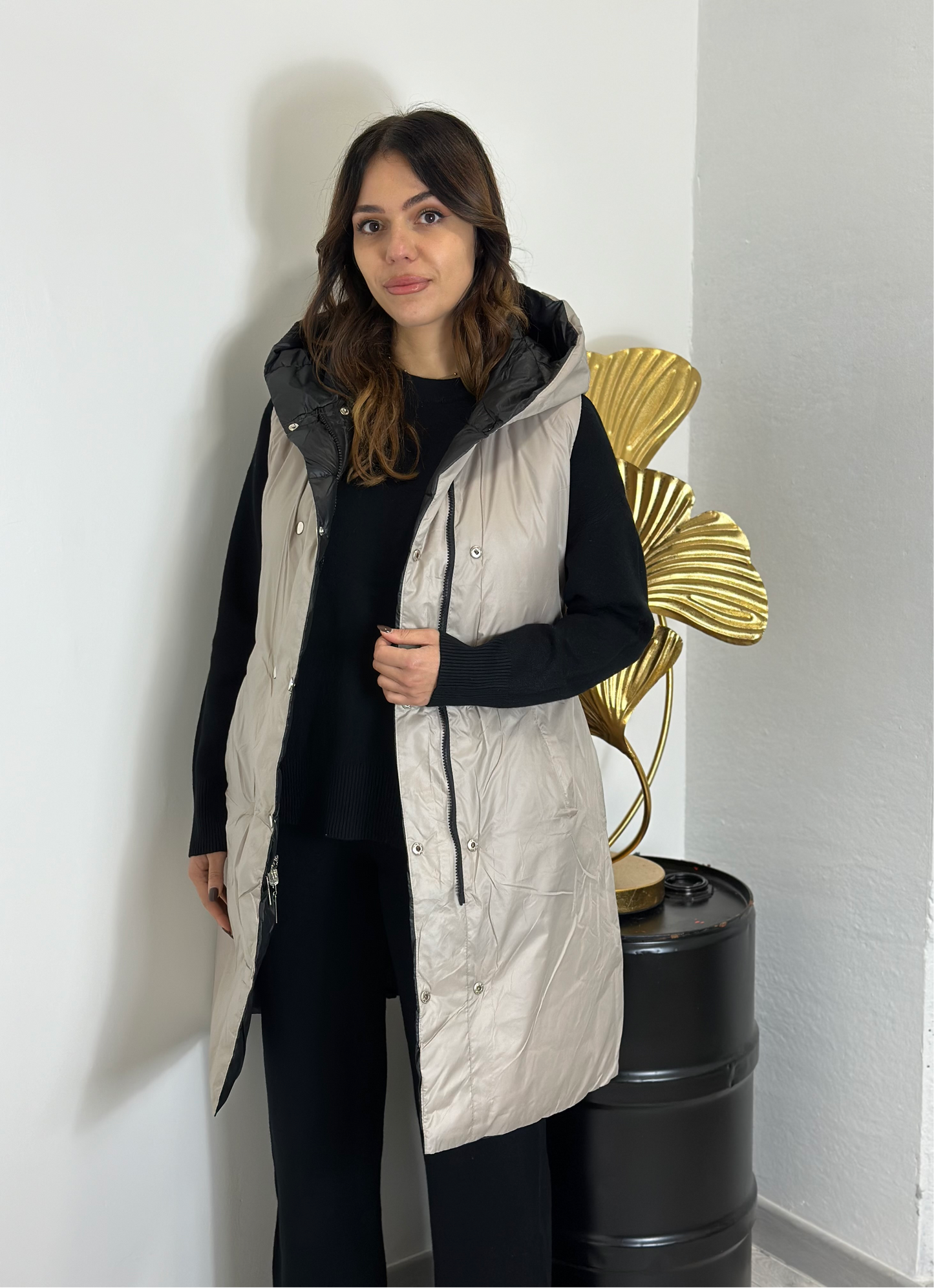 Gilet bicolore con cintura