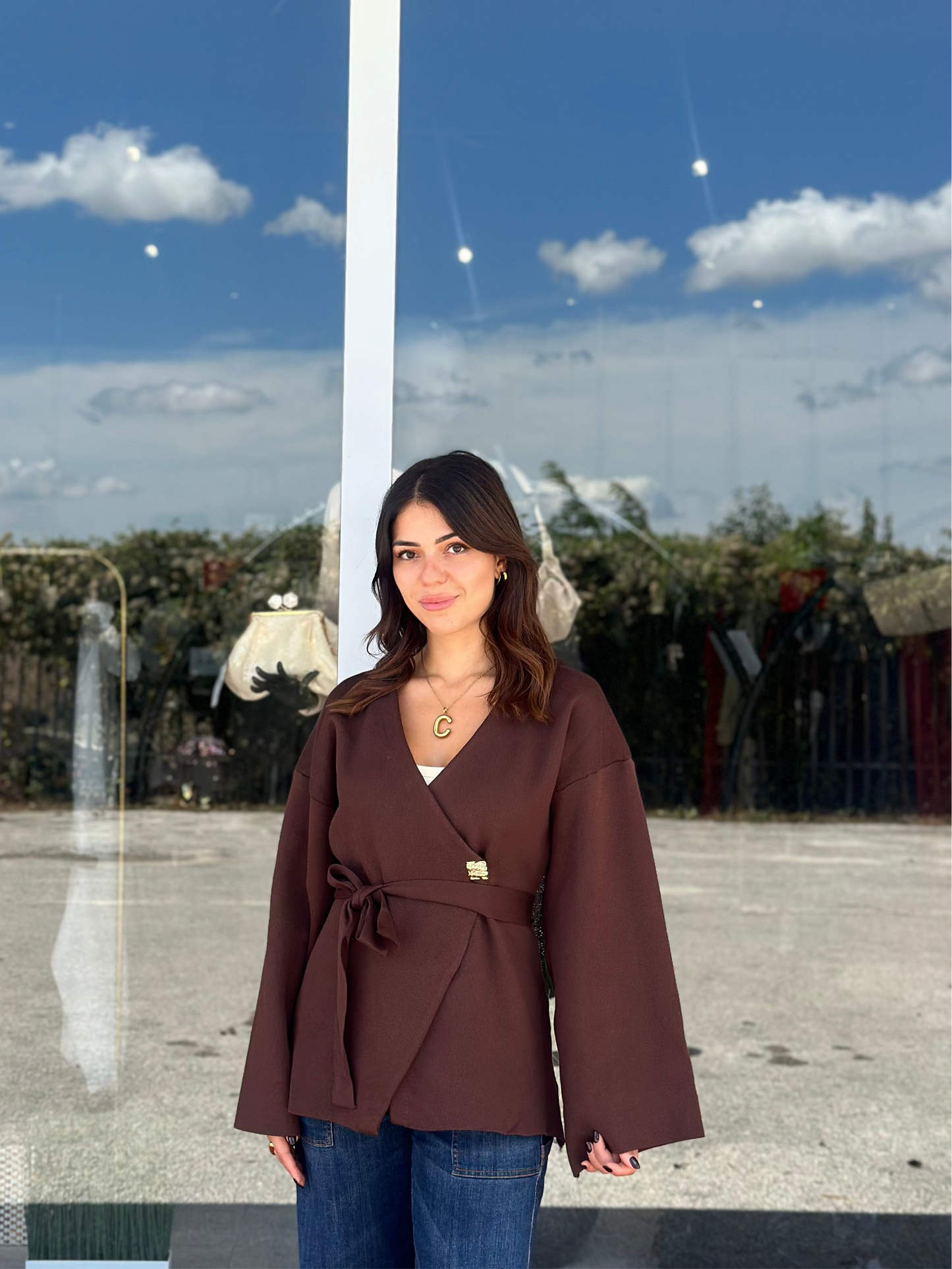 Giacca in maglia con cintura
