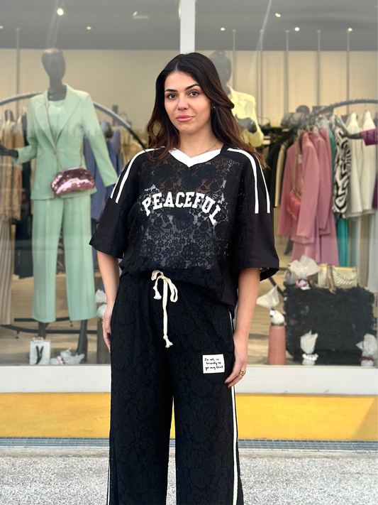Blusa in pizo con scritta