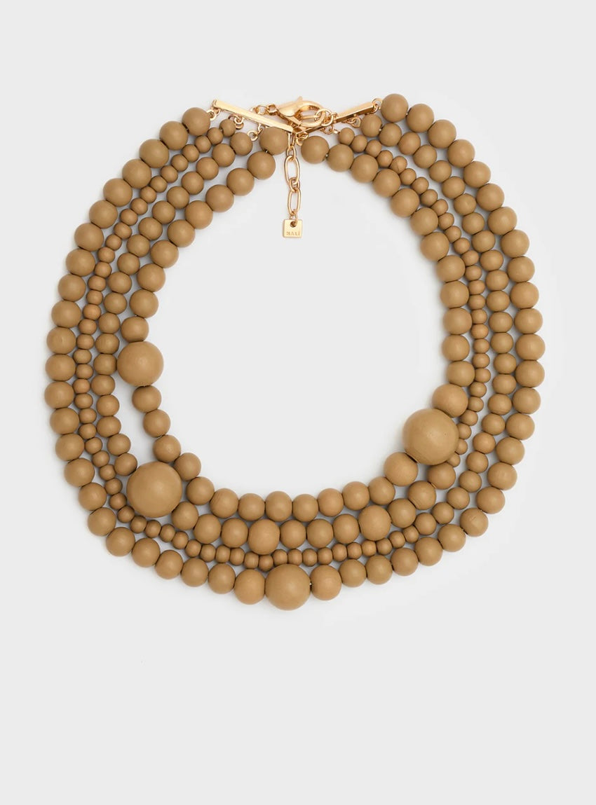 COLLANA UMA MULTIFILO PERLE IN LEGNO