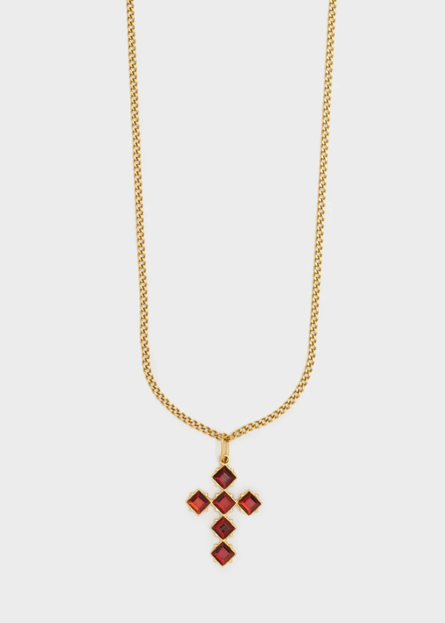 COLLANA CROCE CON PIETRE ROMBI