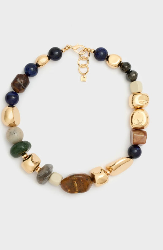 COLLANA PEPITE RESINA ORO/BLU