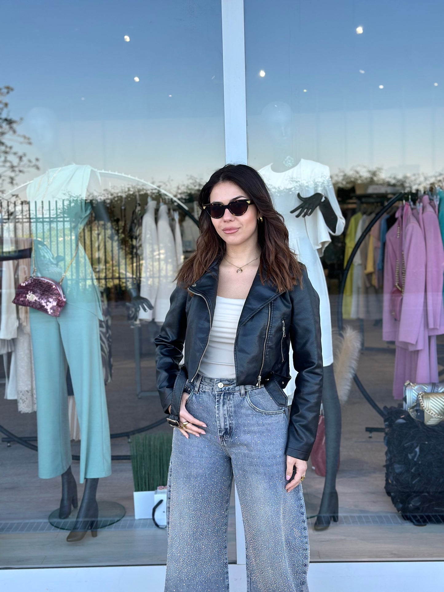 Giacca biker crop