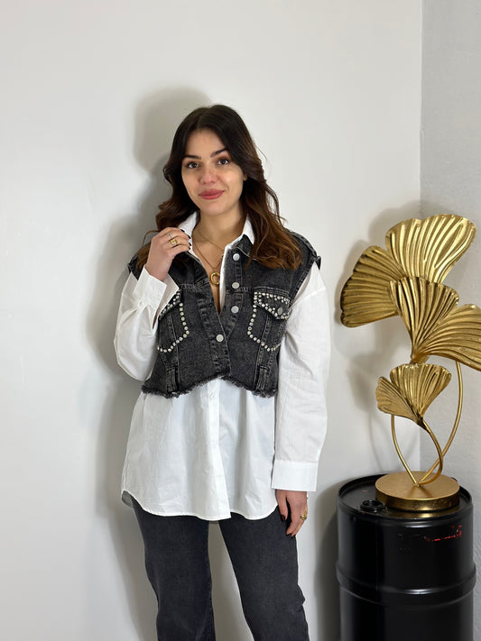 Set camicia e gilet in denim